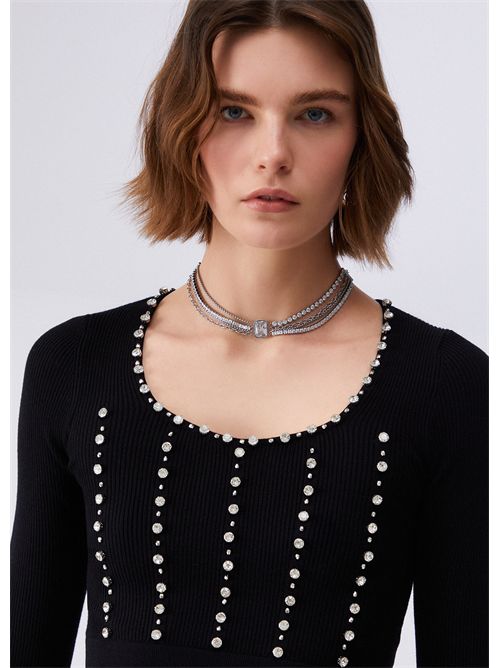 Maglia con ricami gioiello LIU JO | PA6021MS99E/C3912